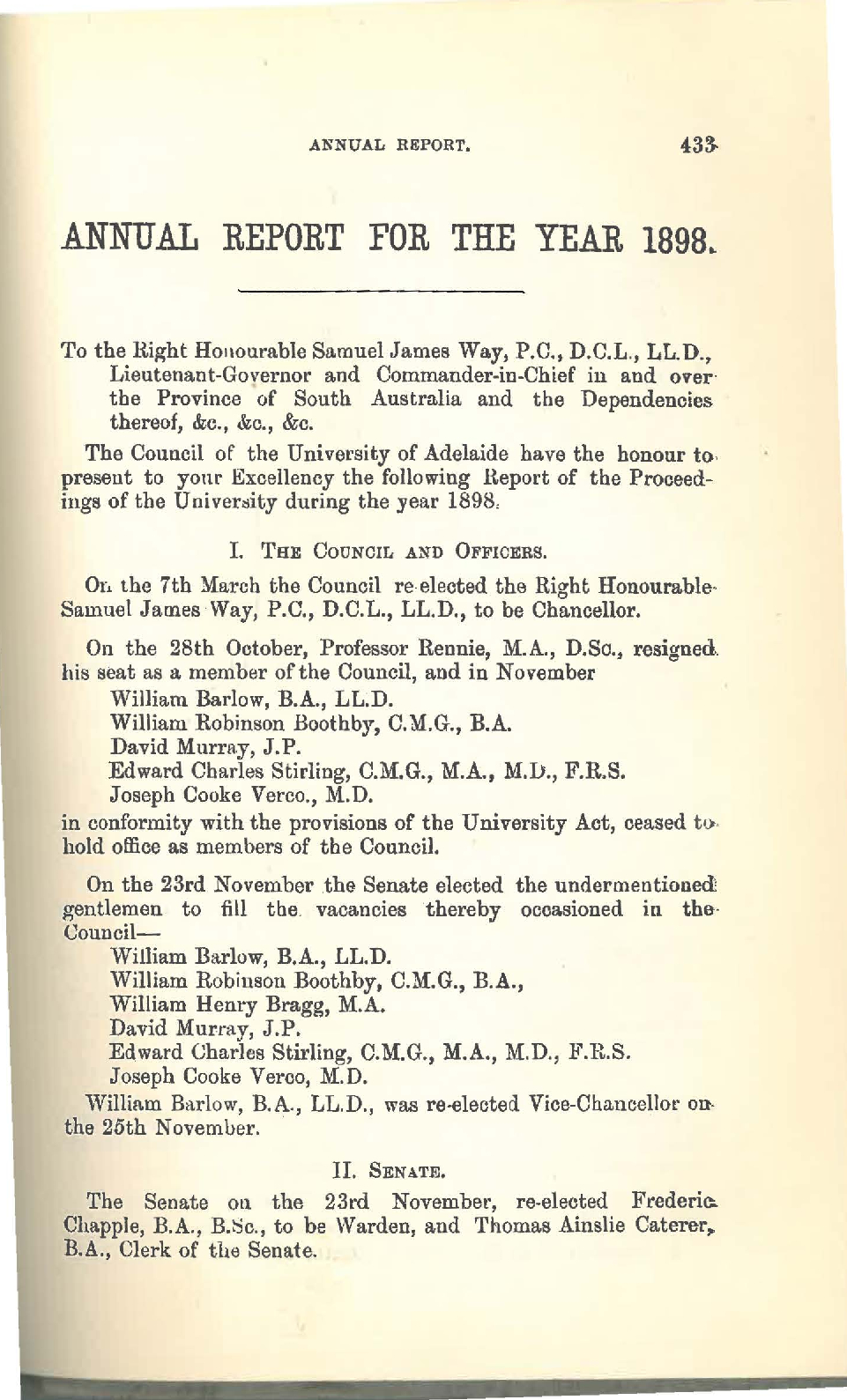 1898 University of Adelaide Annual Report