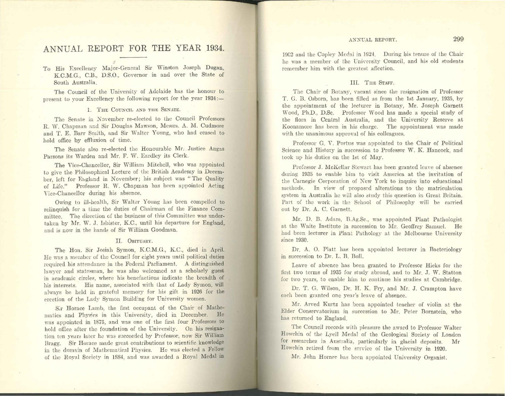 1934 University of Adelaide Annual Report