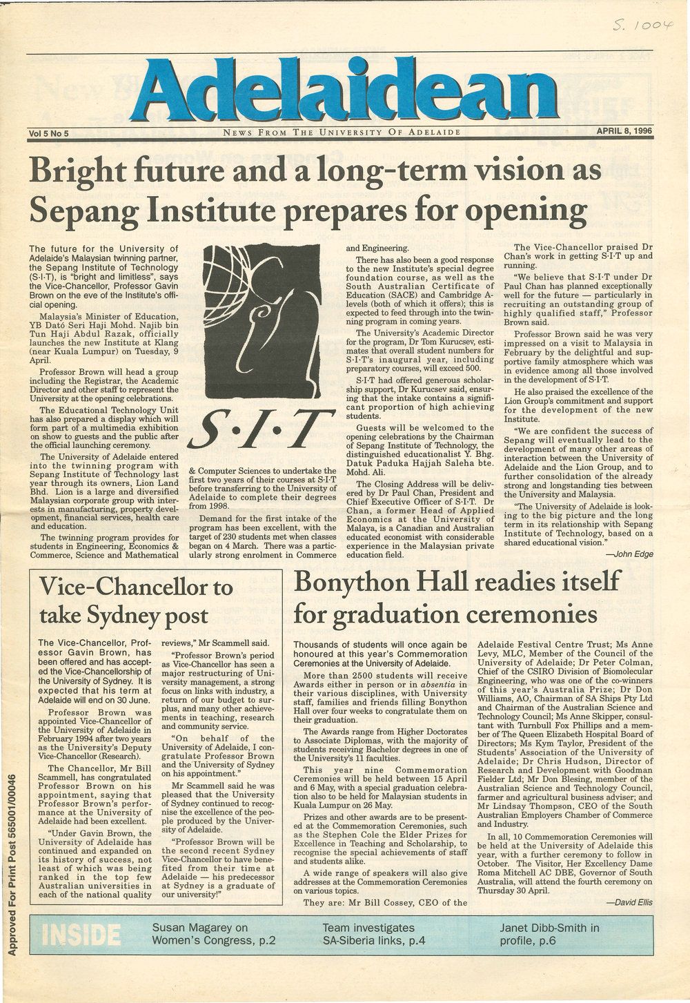 Adelaidean - Volume 5 Number 5 - 8 April 1996
