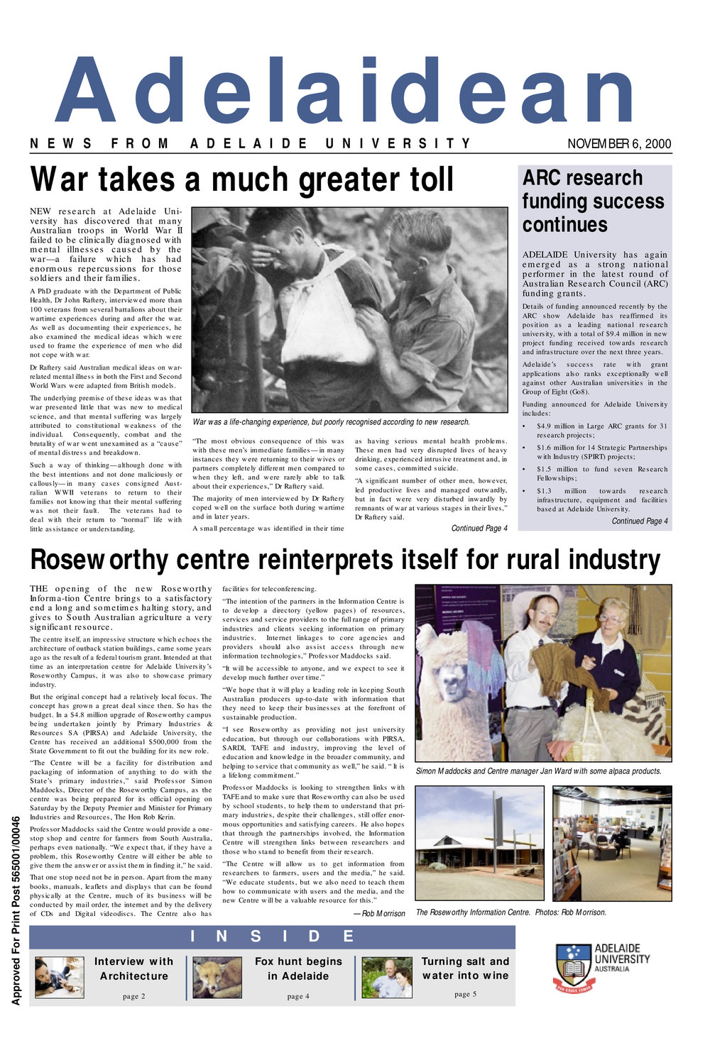 Adelaidean - Volume 9 Number 20 - 6 November 2000