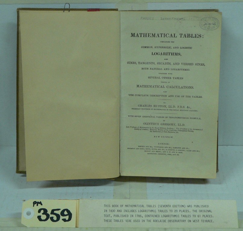 Book - Mathematical Tables 