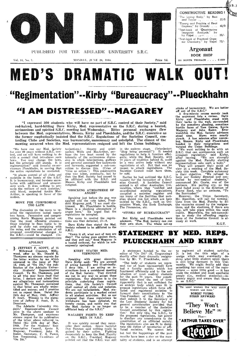 On Dit. Volume 16, Issue 7