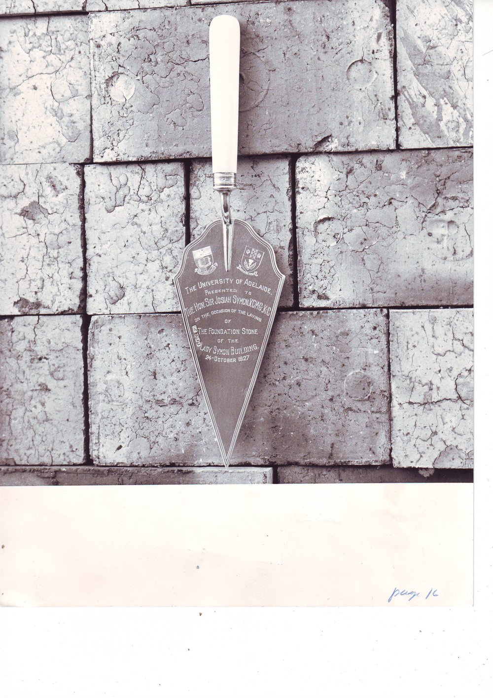 Silver Trowel Presented to Sir Josiah Symon