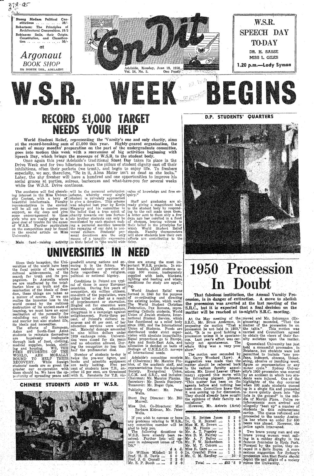 On Dit. Volume 18, Issue 5