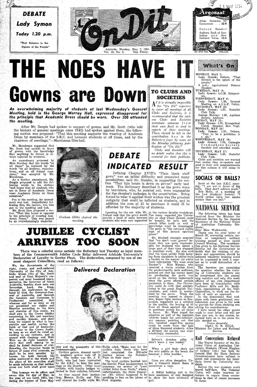 On Dit. Volume 19, Issue 5