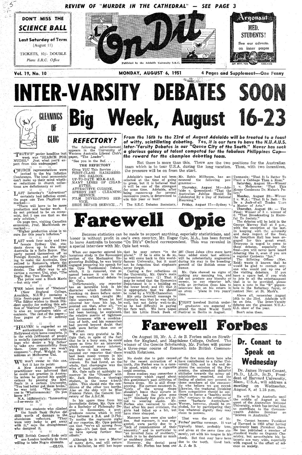 On Dit. Volume 19, Issue 10