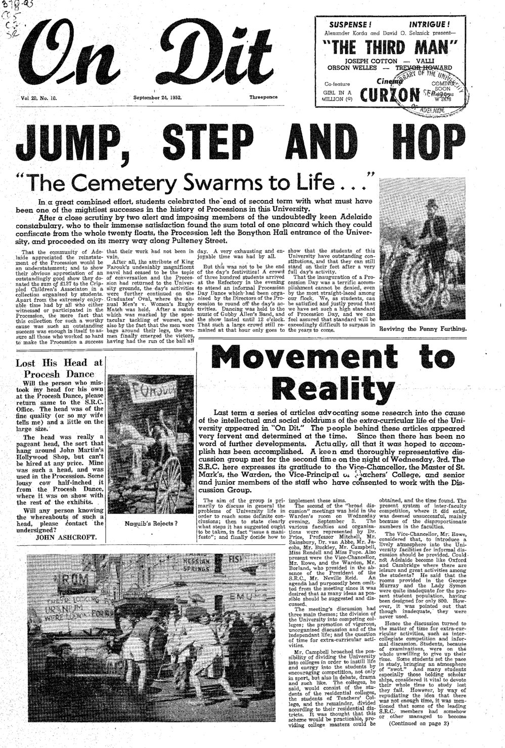 On Dit. Volume 20, Issue 10