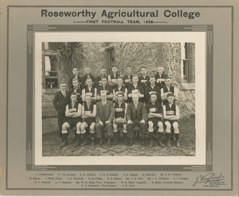 First Football Team, Roseworthy Agricultural College, 1928