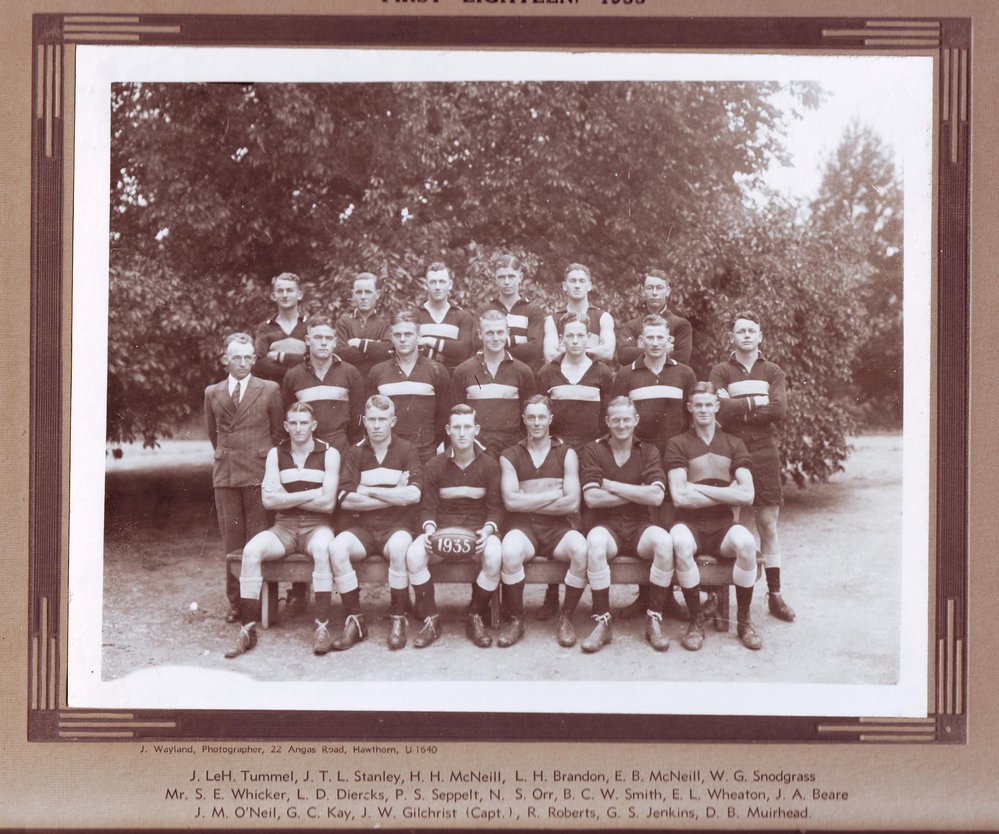 Football First Eighteen, Roseworthy Agricultural College, 1935