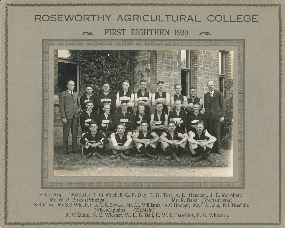 Football First Eighteen, Roseworthy Agricultural College, 1930