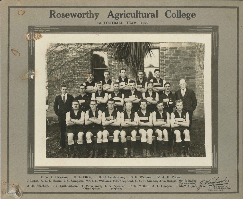 First Football Team, Roseworthy Agricultural College, 1929