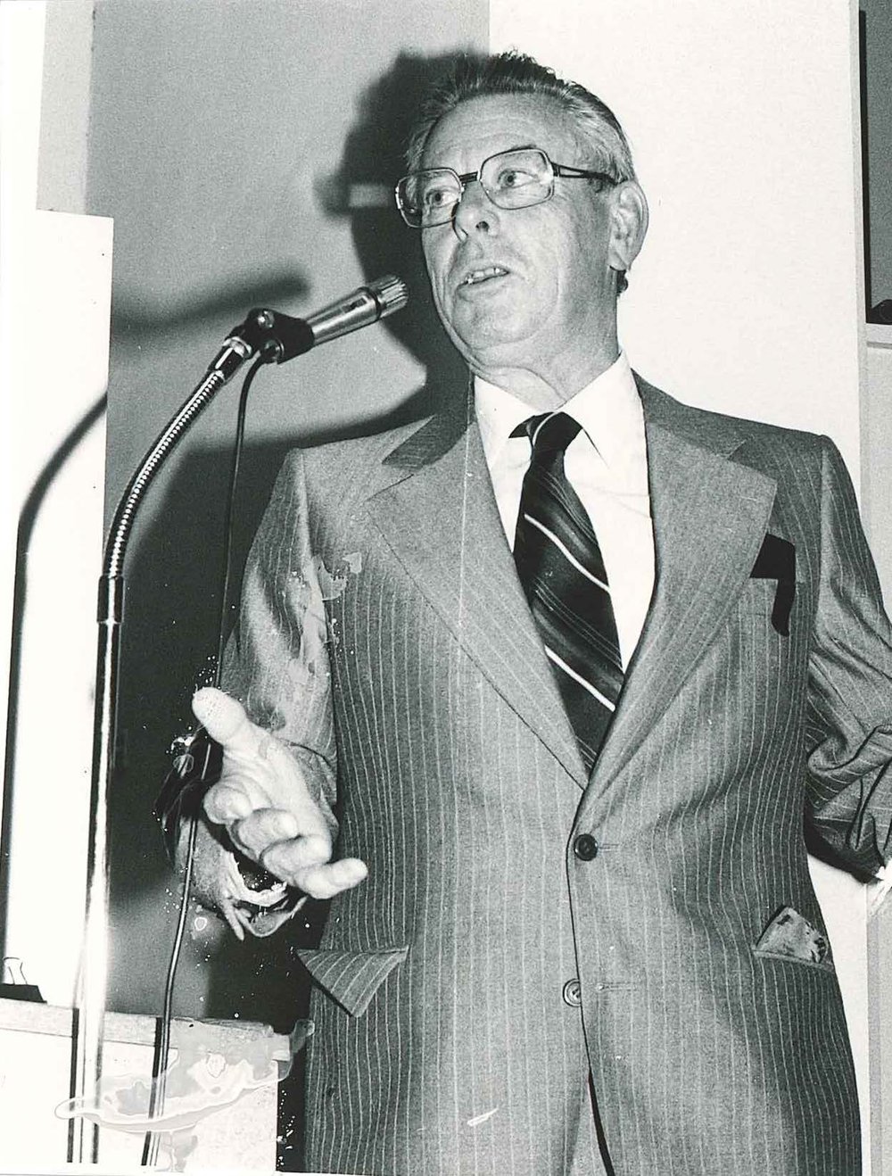 Oenologist Bob Baker Speaking, c1975
