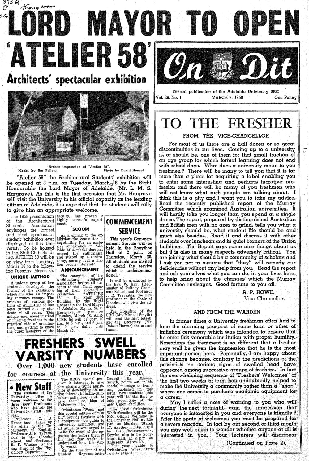 On Dit. Volume 26, Issue 1