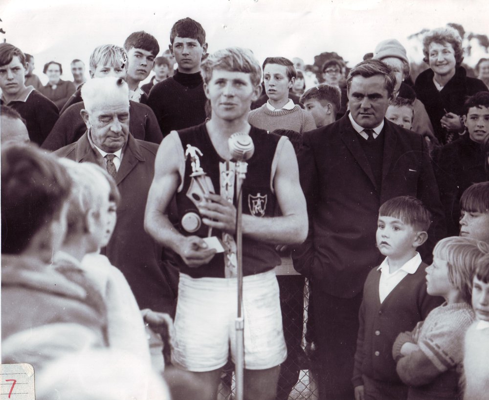 Peter Yeo with Football Trophy, 1966
