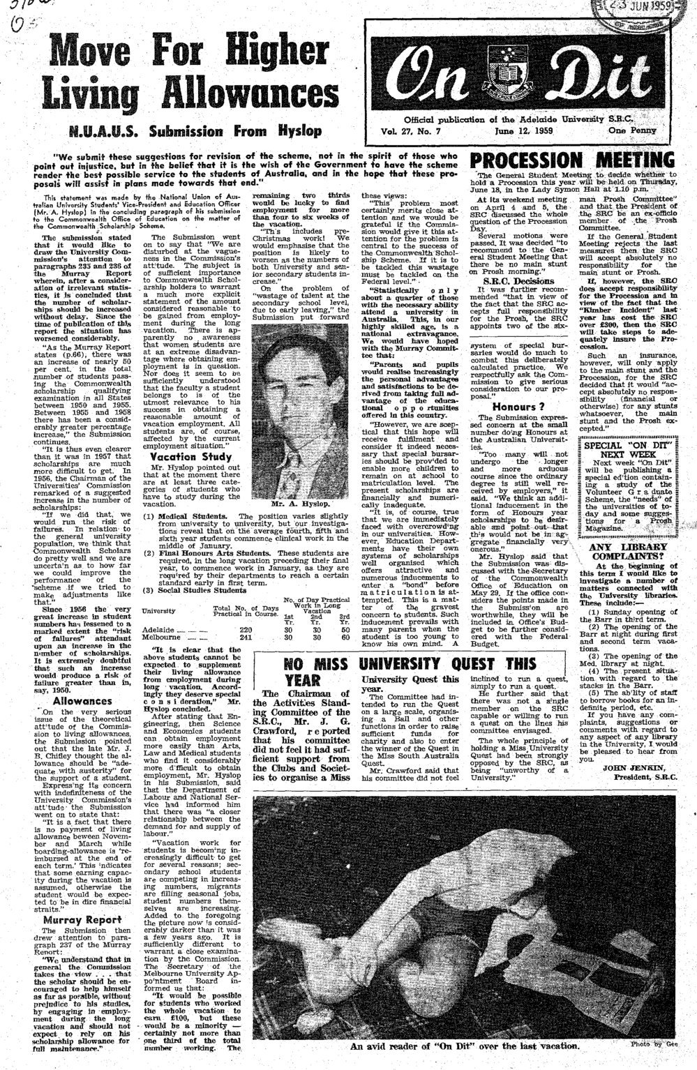 On Dit. Volume 27, Issue 7