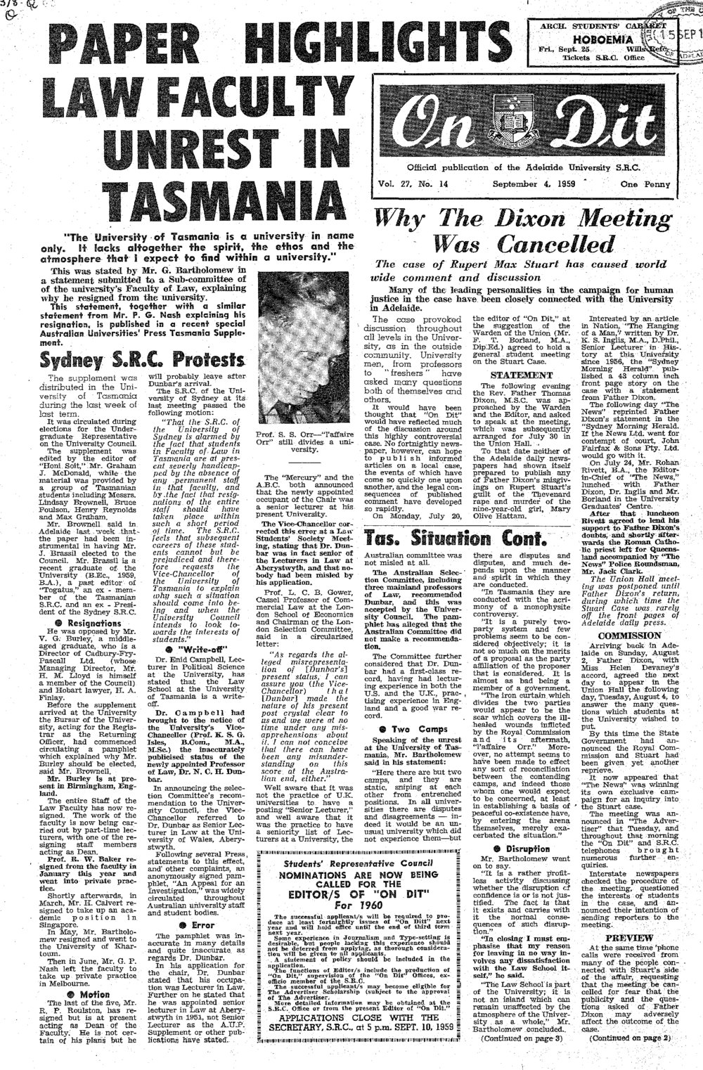 On Dit. Volume 27, Issue 14