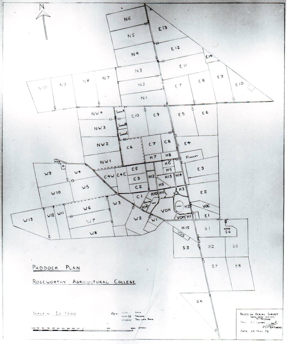 Paddock Plan, Roseworthy Agricultural College, 1973