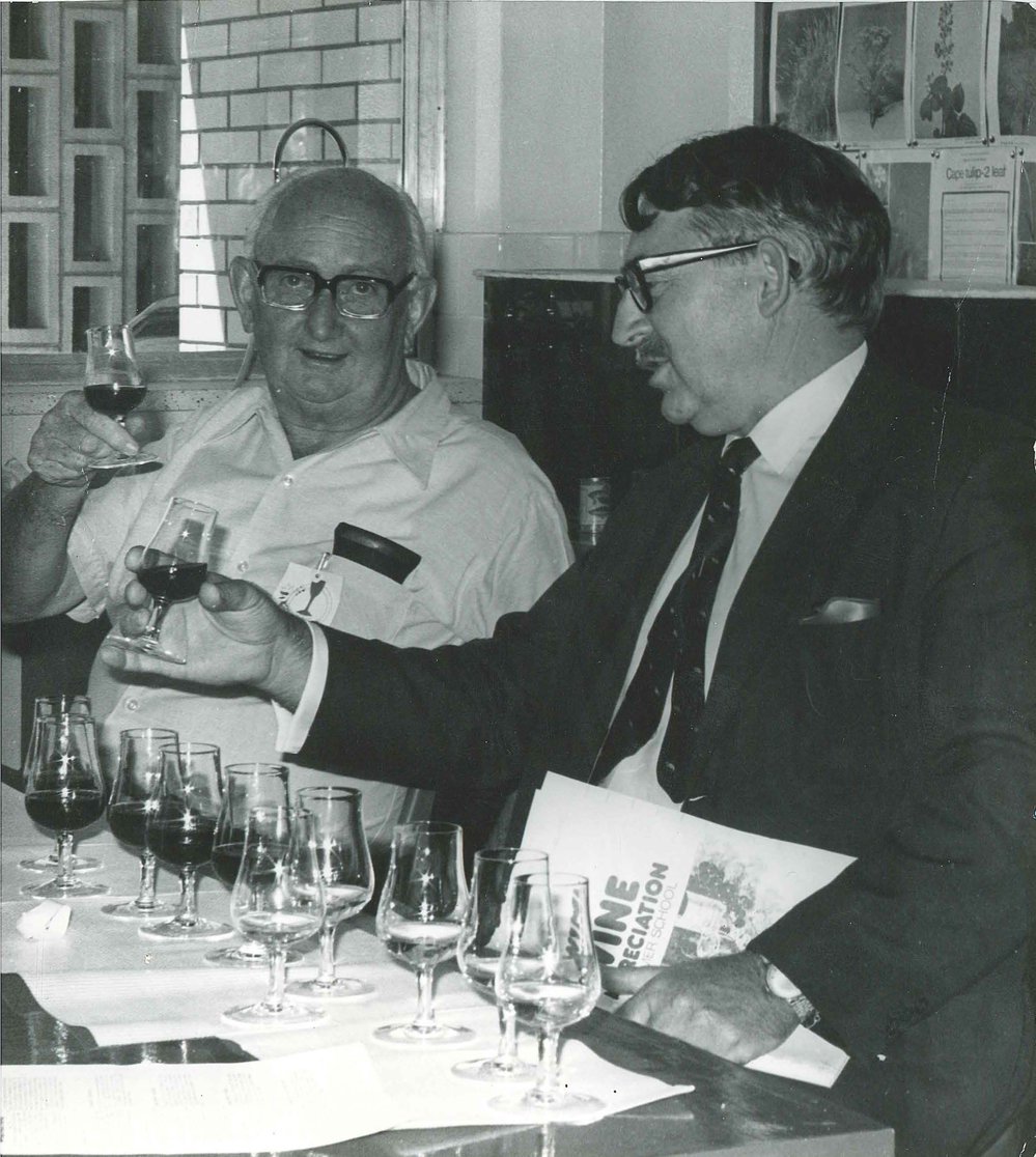 Wine Tasting - Director Don Williams and Bill Nankivell, c1980