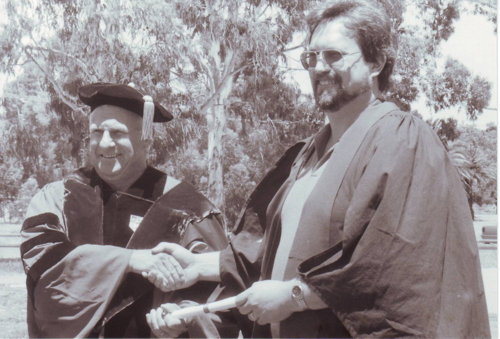 Barrie Thistlethwayte Congratulates Greg Fisher, 1989