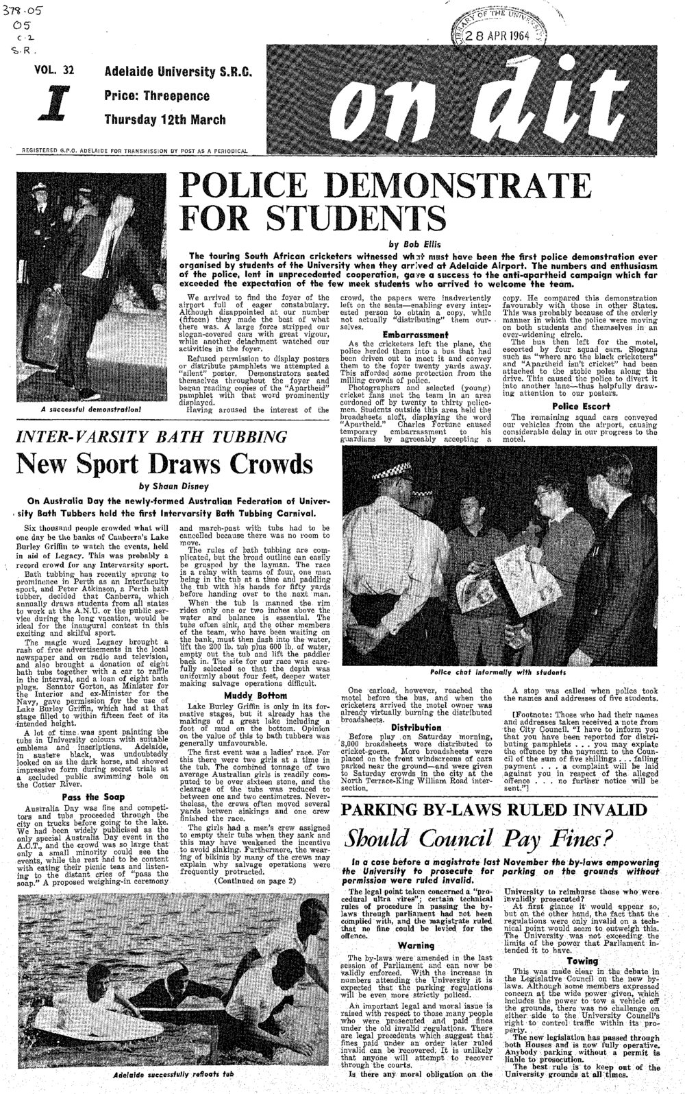 On Dit. Volume 32, Issue 1