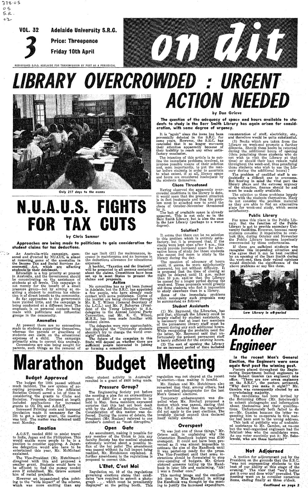 On Dit. Volume 32, Issue 3