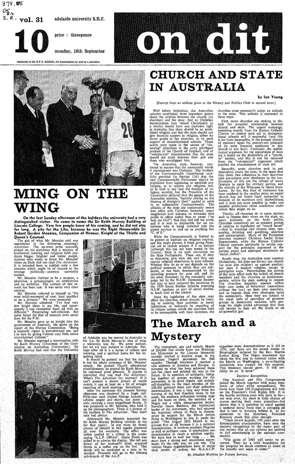 On Dit. Volume 31, Issue 10