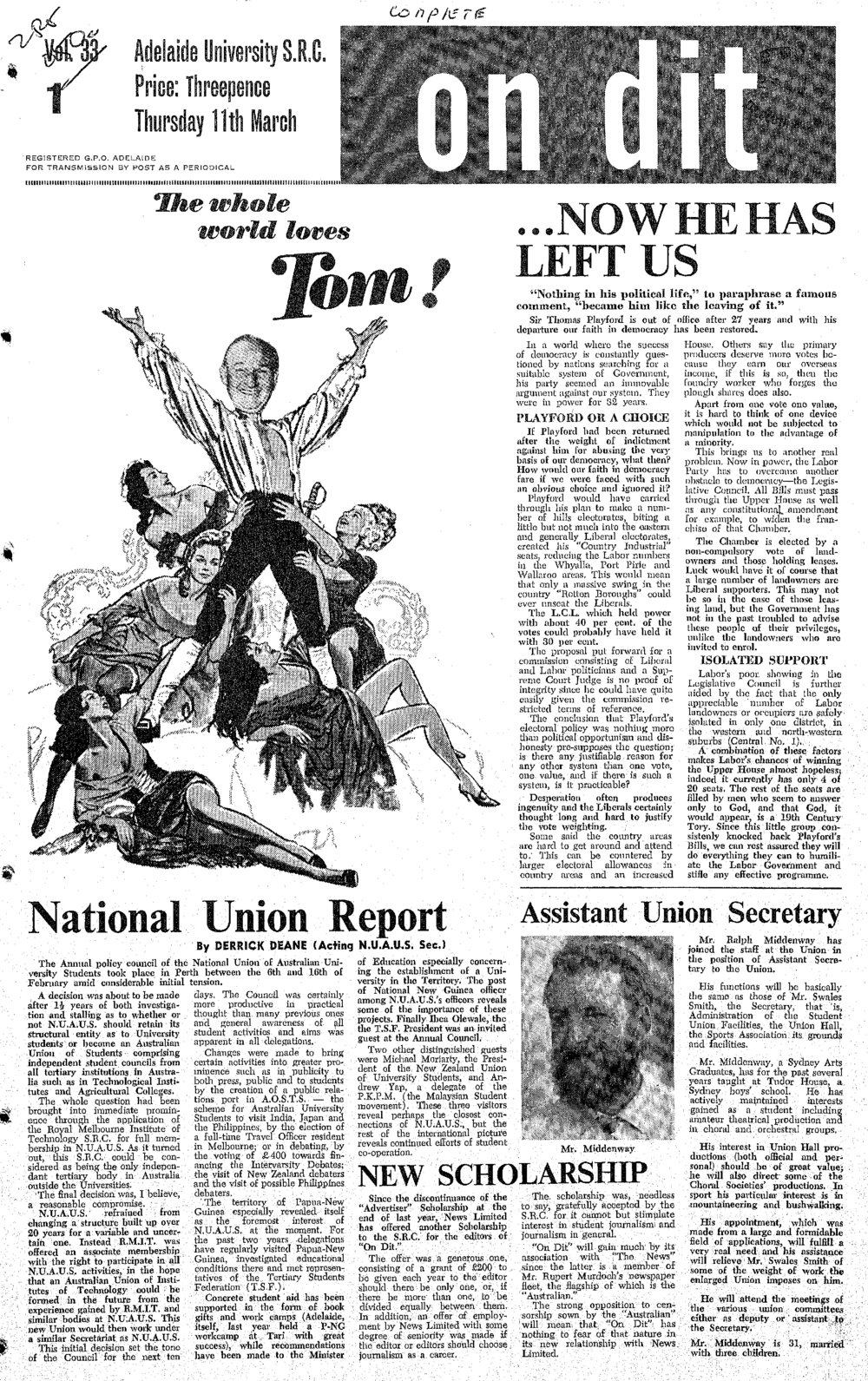 On Dit. Volume 33, Issue 1