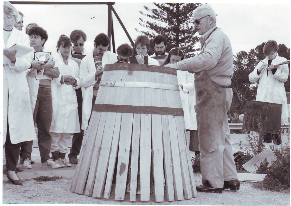 Cooper Demonstrating Wine Barrel Making, 1985