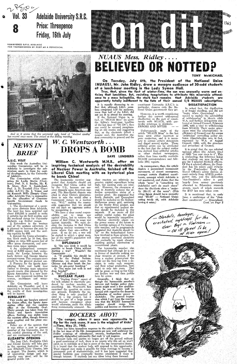 On Dit. Volume 33, Issue 8