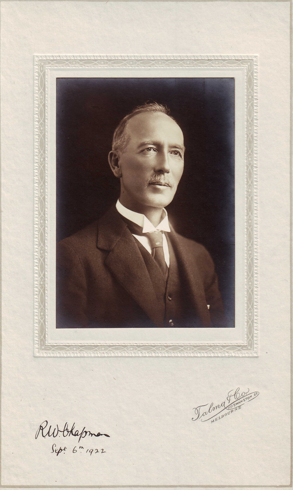 Sir Robert William Chapman, 1922