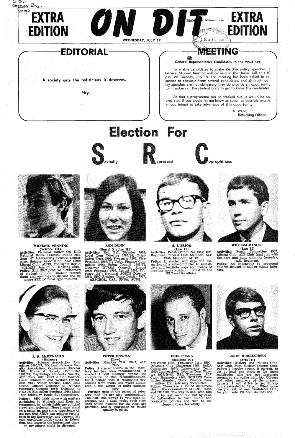 On Dit. Volume 35, Extra Edition