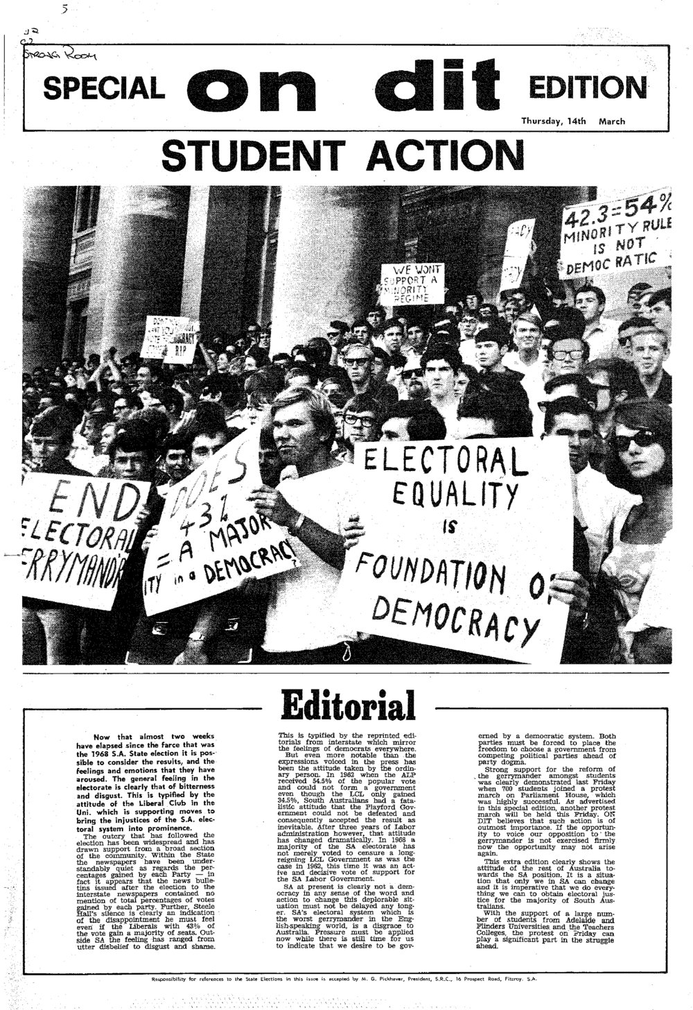 On Dit. Volume 36, Special Edition - March
