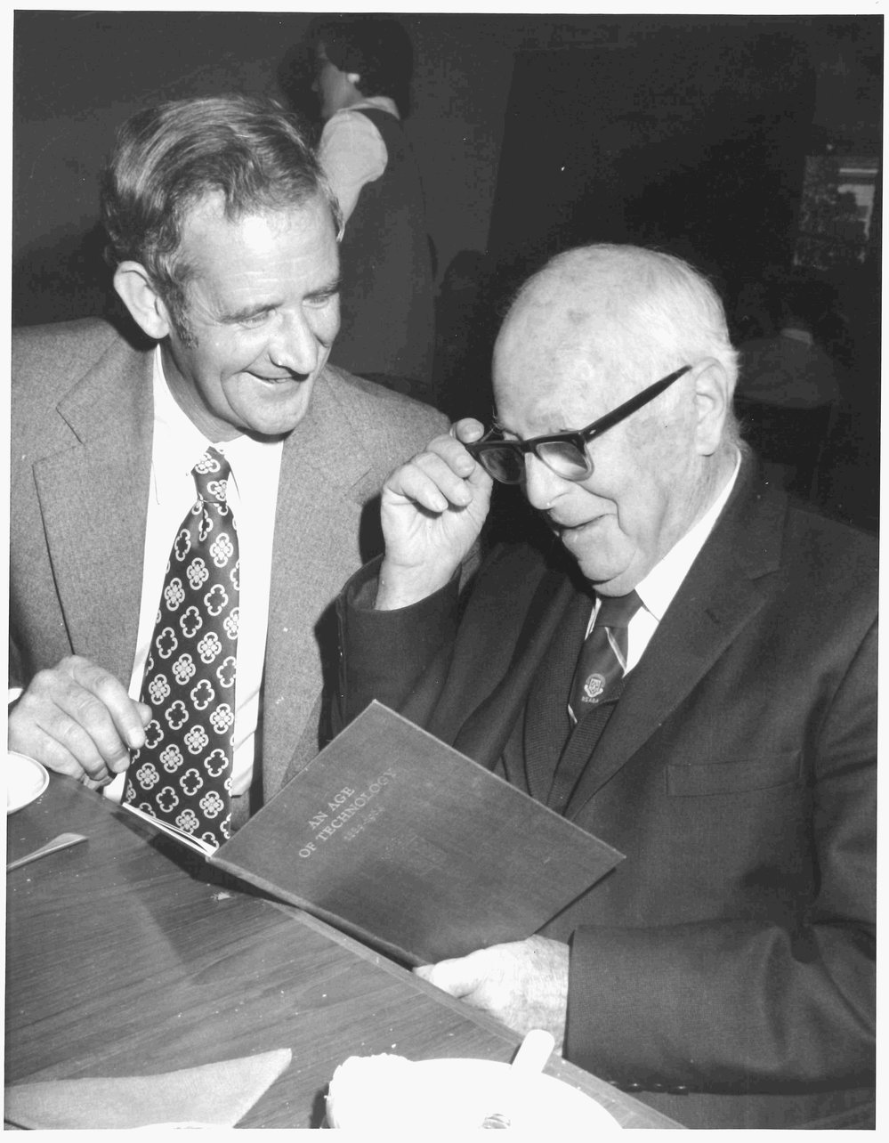 Professor Noel Thomas Flentje with Maurice Wolff Judell, 1974