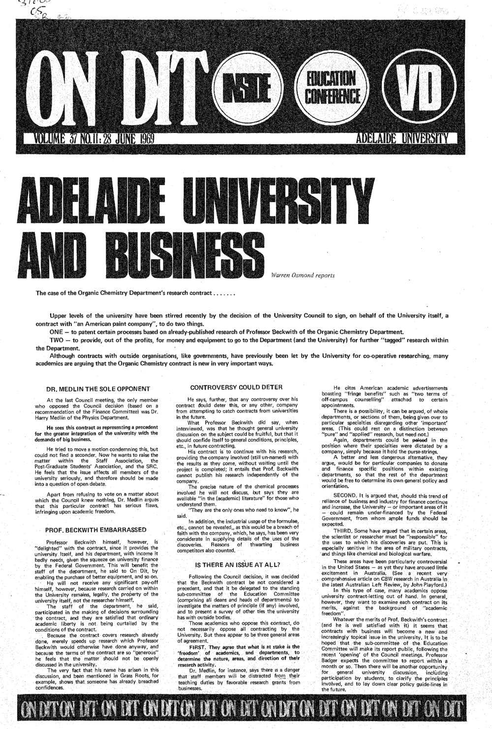 On Dit. Volume 37, Issue 11