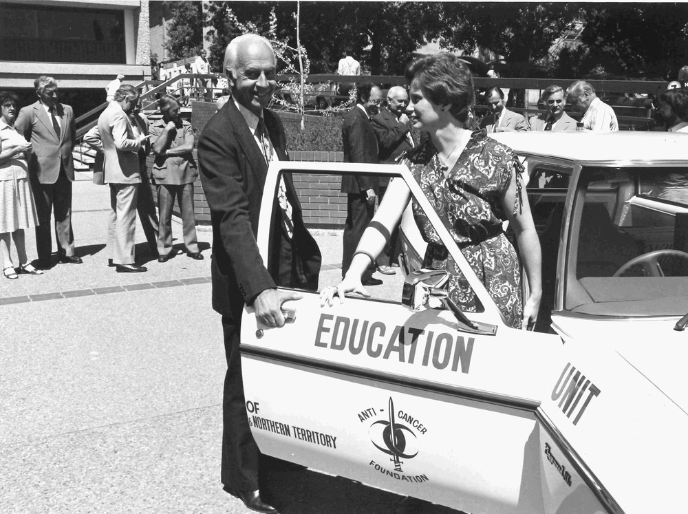 Presentation of Car to Anti-Cancer Foundation, 1979