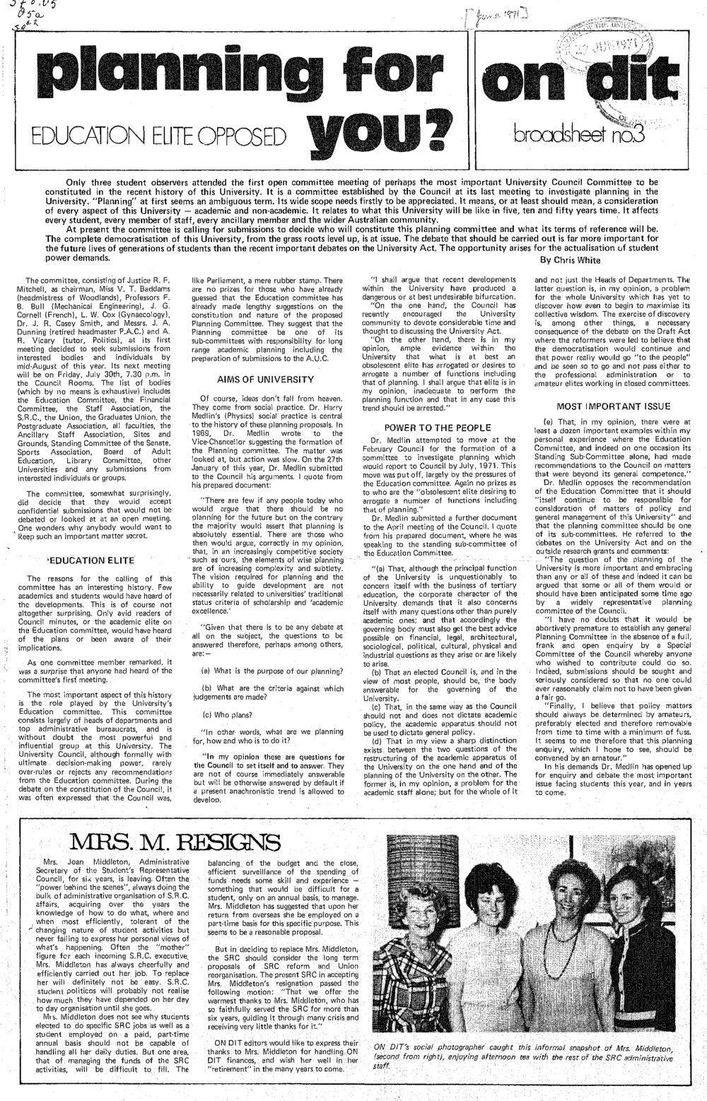 On Dit. Volume 39, Broadsheet 3