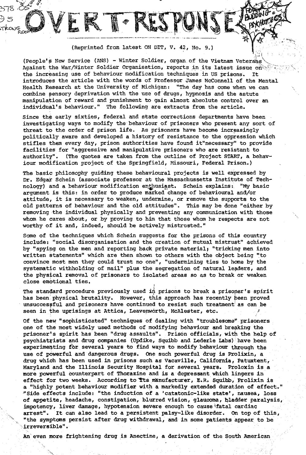 On Dit. Volume 42, Overt Response