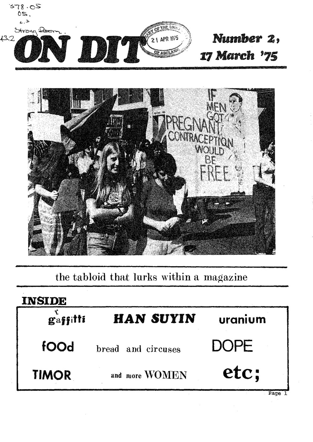 On Dit. Volume 43, Issue 2