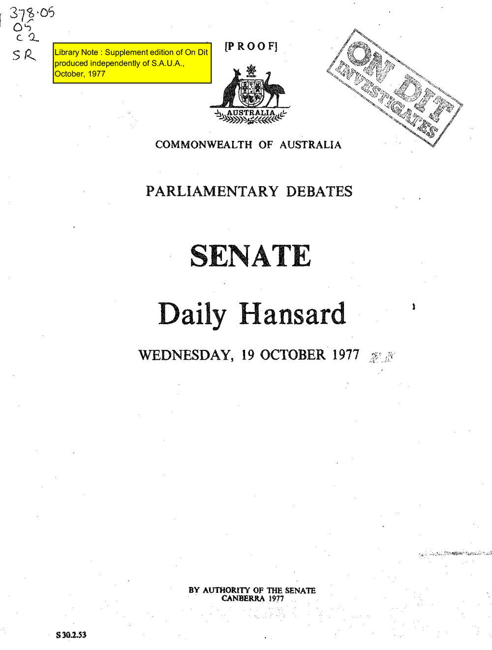 On Dit. Volume 45, Pirate Edition - Senate