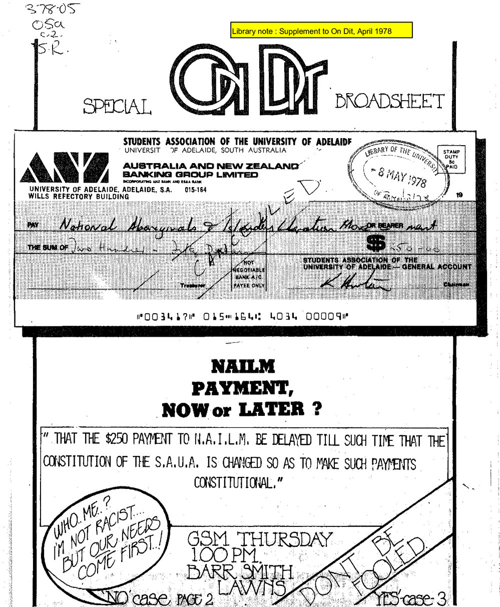 On Dit. Volume 46, Special Broadsheet - NAILM