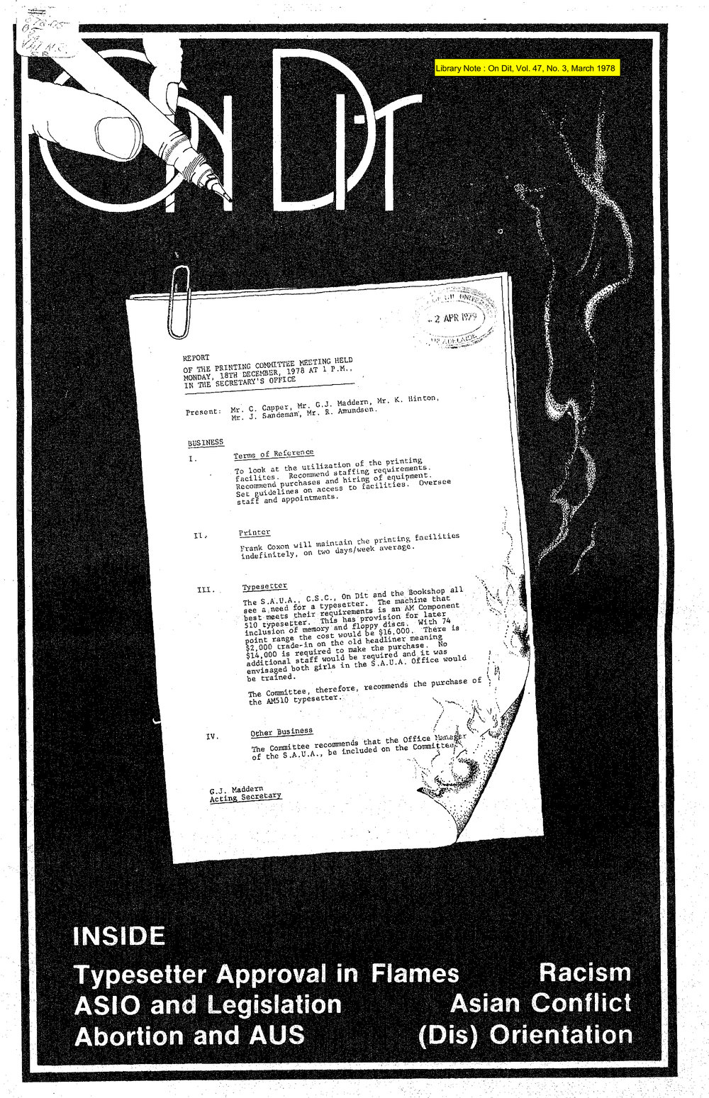 On Dit. Volume 47, Issue 3