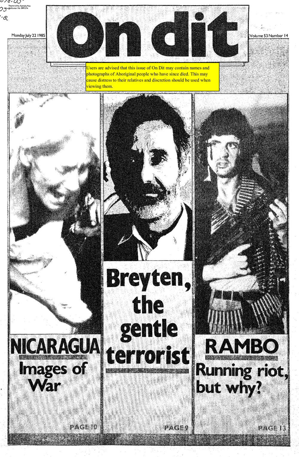 On Dit. Volume 53, Issue 14