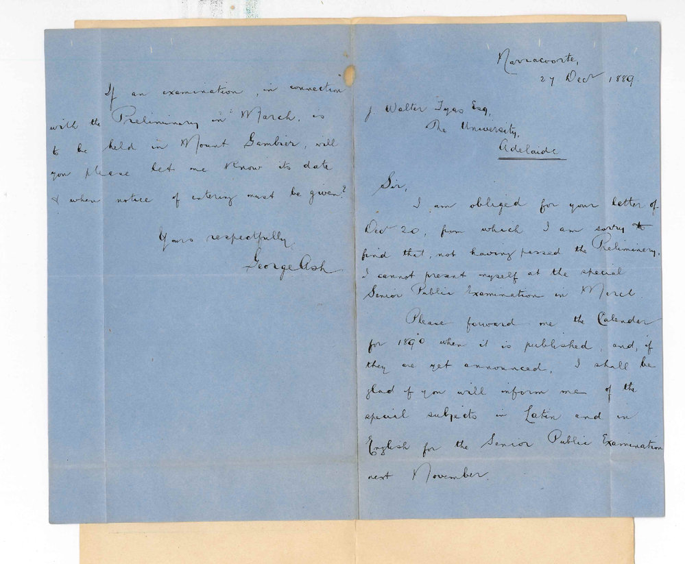 George Ash - Naracoorte - Senior Examination and Calendar for 1890
