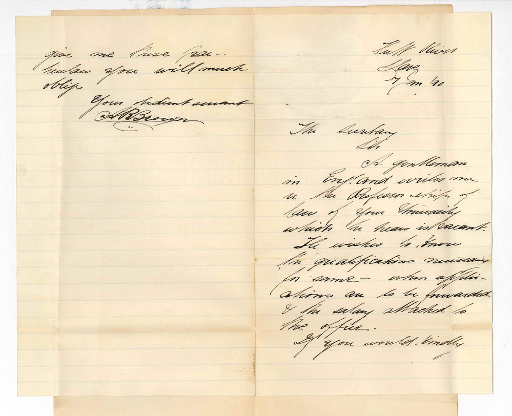 A R Brown - Clare - Asks if there is a vacancy in Law Lectureship