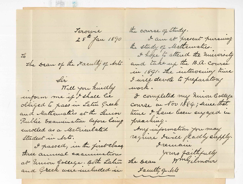 Reverend William Gilmour - Terowie - Senior Public Examination and BA Course