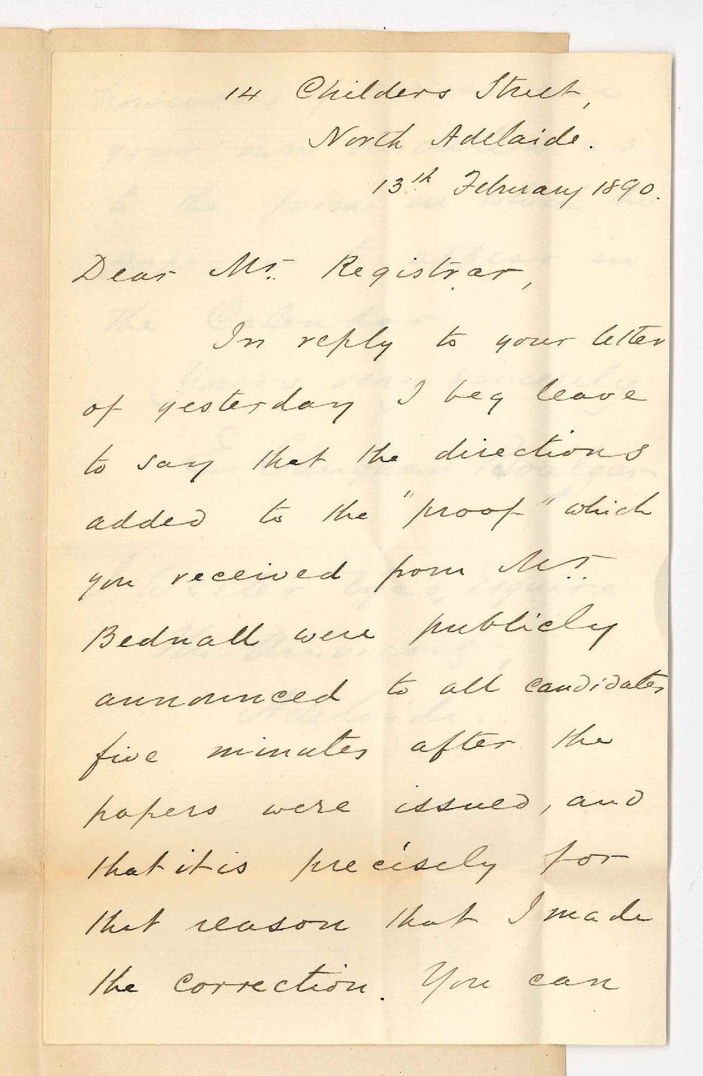 Professor Edward Boulger - North Adelaide - Addition of note to English Literature paper in Senior Public Examination in November 1889