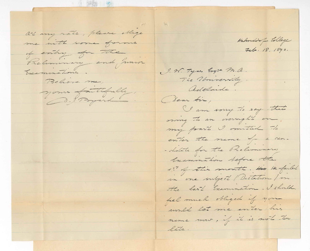 Douglas John Byard - Hahndorf - Late entry for Preliminary Examination in March