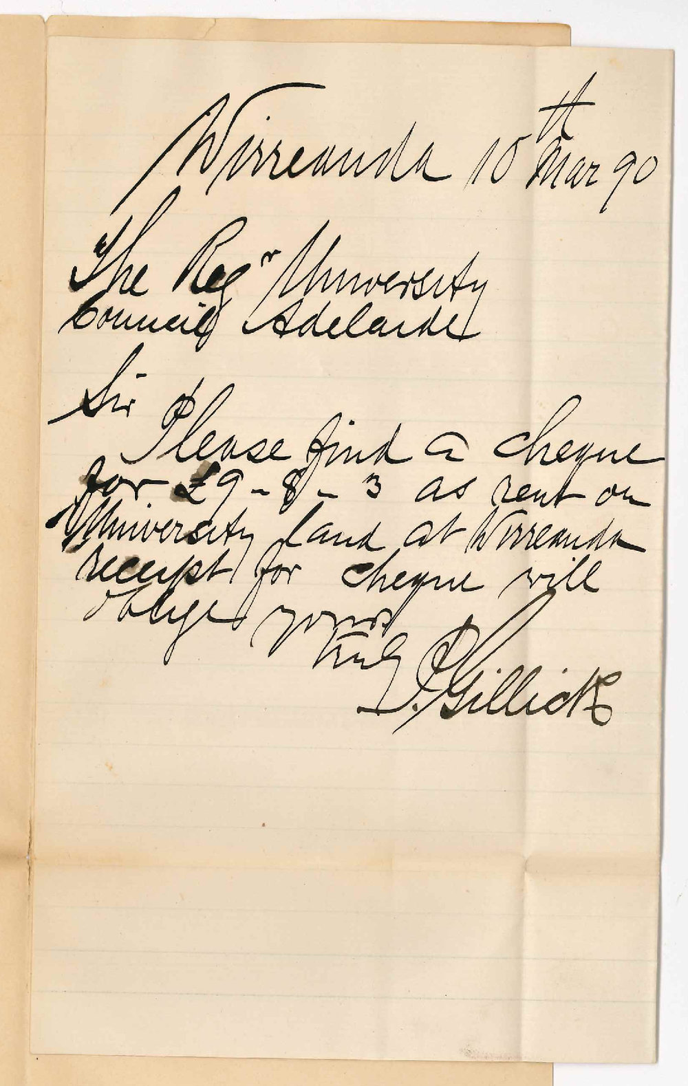 Patrick Gillick - Cradock - Payment of rent