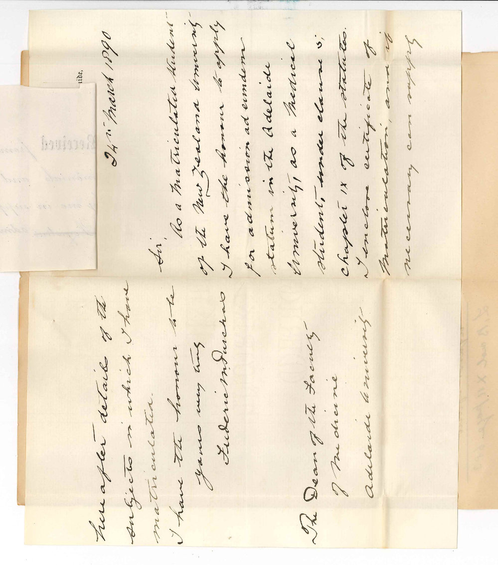 Frederick Maurice Purchas - Adelaide - Admission to MA Course - New Zealand Certificate