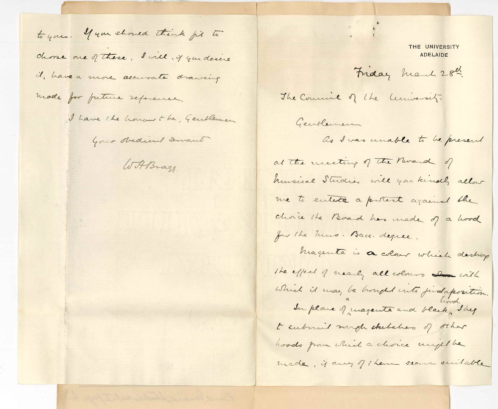 Professor William Bragg - The University - Hood for Mus Bac graduates